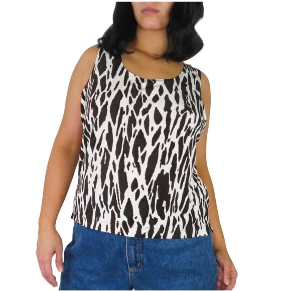 Perceptions 90s Vintage Cow Print Sleeveless Top Large Retro Casual - Picture 6 of 6